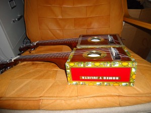 Twin Ukuleles, side view