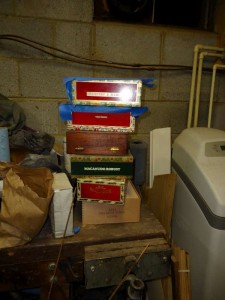 Ukulele boxes ready for necks